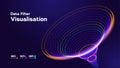 Data Funnel Visualization Background With Neon Gradient Dots Forming Swirling Filter On Dark Purple Space. Data Funnels Royalty Free Stock Photo