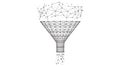 Data Funnel Wireframe with Network Connections - Abstract Information Flow Concept Royalty Free Stock Photo