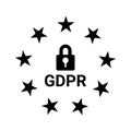 Data, gdpr, privacy icon. Black vector graphics Royalty Free Stock Photo
