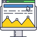 Data graph chart on computer screen monitor vector Royalty Free Stock Photo