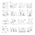 Data Graphic Representation Charts Of Different Types Hand Drawn Design Templates In Pencil Monochrome Style