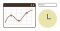 Data growth analysis with graph points, web address bar, and clock highlighting time management Royalty Free Stock Photo