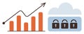 Data Growth and Security Concept with Graph and Cloud Lock Royalty Free Stock Photo