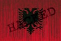 Data Hacked Albania flag. Albania flag with binary code.