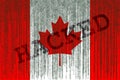 Data Hacked Canada flag. Canada flag with binary code.