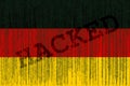 Data Hacked Germany flag. German flag with binary code.