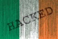 Data Hacked Ireland flag. Irish flag with binary code.