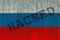 Data Hacked Russia flag. Russian flag with binary code.