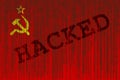 Data Hacked USSR flag. Soviet Union flag with binary code.