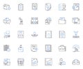 Data handling line icons collection. Analytics, Algorithms, Big data, Clustering, Correlations, Datasets, Descriptive Royalty Free Stock Photo