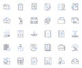 Data handling line icons collection. Analytics, Algorithms, Big data, Clustering, Correlations, Datasets, Descriptive
