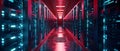Data Highway: FTP Transfer in a Neon-Lit Server Corridor. Concept Server Rooms, Neon Lights, Data