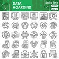 Data hoarding symbols collection or sketches. files storage theme icons in line style signs for web and app. Vector