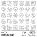 Data hoarding symbols collection or sketches. files storage theme icons in thin line style signs for web and app. Vector