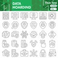 Data hoarding symbols collection or sketches. files storage theme icons in thin line style signs for web and app. Vector