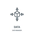 data icon vector from data manager collection. Thin line data outline icon vector illustration. Linear symbol for use on web and Royalty Free Stock Photo
