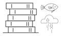 Data Storage Concept with Cloud Computing, Books Stack, and Fish Icon in Minimalist Design Royalty Free Stock Photo