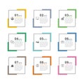 9 data infographics square index template. Vector illustration abstract background