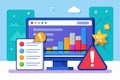 Data input errors displayed on a computer screen with bar charts and alert messages during a work session, Error data input Royalty Free Stock Photo
