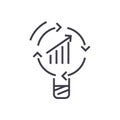 Data insight, idea vector line icon, sign, illustration on background, editable strokes