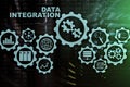 Data integration Business Information Technology Concept on Server Room Background.