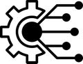 Data integration icon. Software, api thin line symbol vector illustration isolated on white background. Gear with chip Royalty Free Stock Photo
