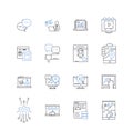 Data integration line icons collection. Consolidation, Mapping, Alliance, Assembly, Coordination, Merge, Transformation