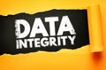 DATA INTEGRITY bold text emphasizing accuracy, trust, consistency, protection, reliability, information quality, ethical handling Royalty Free Stock Photo