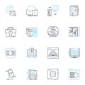 Data intelligence linear icons set. Analytics, Insights, Predictions, Trends, Visualization, Algorithms, Machine