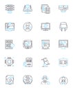 Data intelligence linear icons set. Analytics, Insights, Predictions, Trends, Visualization, Algorithms, Machine
