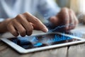 Data Interaction Analyzing Graphs on a Digital Tablet Royalty Free Stock Photo
