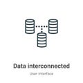 Data interconnected outline vector icon. Thin line black data interconnected icon, flat vector simple element illustration from