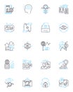 Data interpretation linear icons set. Analysis, Inference, Conclusion, Insight, Understanding, Interpretation, Decision Royalty Free Stock Photo
