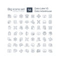 Data lake vs data warehouse linear icons set