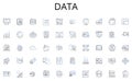 Data line icons collection. Processor, Motherboard, Graphics, Memory, Storage, Power, Cooling vector and linear