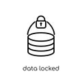 data locked icon. Trendy modern flat linear vector data locked i