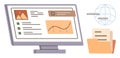 Data Management and Analysis Dashboard on Monitor with Folder and Global Network Symbol Royalty Free Stock Photo
