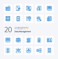 20 Data Management Blue Color icon Pack like line delivery monitor check shopping