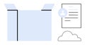 Open Box with Document, User Profile Icon, and Cloud Symbol Data, Cloud Storage, and Digital Documentation Royalty Free Stock Photo