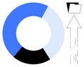 Data Upload and File Storage Concept with Pie Chart and Folder Icon Royalty Free Stock Photo