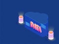 Data Management concept based isometric design, 3d text Data wit Royalty Free Stock Photo