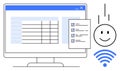 Data Management and wireless Connectivity Concept with Checklist and happy Icon Royalty Free Stock Photo