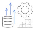 Data Growth and Optimization Concept with Database, Gear, Puzzle Blocks, and Arrows Royalty Free Stock Photo