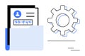 Data Management Concept with Documents in Folder and Gearwheel for Process Optimization Royalty Free Stock Photo