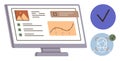 Data Management Dashboard with Graphs, Checkmarks, and User Verification Elements Royalty Free Stock Photo