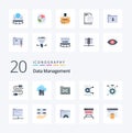 20 Data Management Flat Color icon Pack like server sharing backup share management Royalty Free Stock Photo