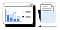 Data Management Interface with Bar Graph and Document Folder File Organization Royalty Free Stock Photo