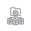 data management line icon, manage documents vector