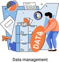 Data management metaphor, data center, business protection, rational storage of information, digital privacy Royalty Free Stock Photo