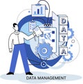 Data management metaphor, data center, business protection, rational storage of information, digital privacy Royalty Free Stock Photo